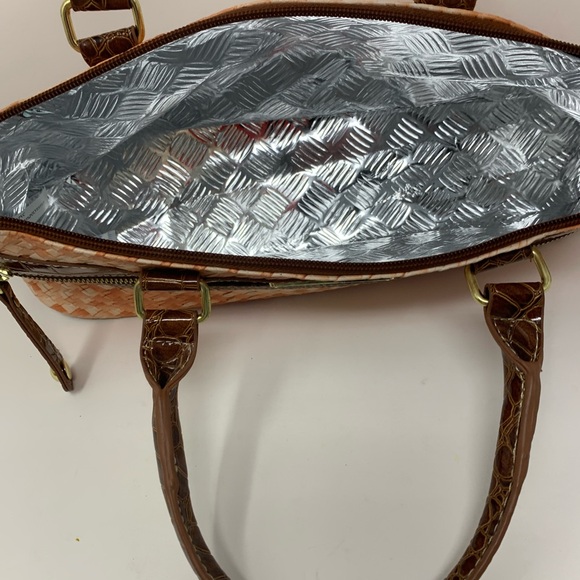 Samantha Brown Tan Orange Woven Wine Cooler Bag - Picture 3 of 13